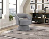 Modern Luxurious Swivel Accent Chair Dark Gray Soft Corduroy Upholstery Plush Seating Solid Wood B011P256231