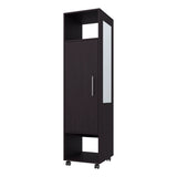 ZNTS Black 1-Door Wardrobe with Mirror and Open Storage B062P227645