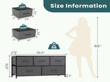 5 Drawer Chest Organizer with Fabric Bins, Dresser for Bedroom, Tall Steel Frame, Grey 88874235