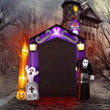 ZNTS 9.8 FT Halloween Inflatables Haunted House Castle Archway Outdoor Decorations, Scary Halloween Giant 03459375