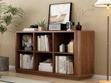 6 Cube Storage Bookcase, 40" Wide Low Horizontal Book Shelf with Curved Edge, Wood Floor Standing W2641P460042