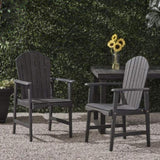 Outdoor Weather Resistant Acacia Wood Adirondack Dining Chairs , Dark Gray Finish 64844.00DGRY