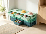 Green 3 Tier Kids Organizer 9 Drawers Storage Unit, for Bedroom, Nursery, Kindergarten, Boys & 10051744
