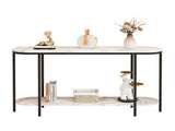 Console Table 2 Tier Entryway Table with Storage Shelves Faux Marble 40107718