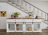 63'' Large Dog Crate Furniture for Double Dog, Wooden Dog Kennel with 2 Drawers,Divider and Sliding W2557P231672