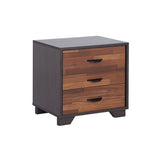 Two-tone Finish Nightstand with 3 Drawers, Walnut and Espresso B016P253966