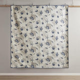 Brushed Microfiber Quilt Set with Throw Pillows Blue Full/Queen B03597484