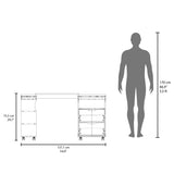 San Diego 54" Wide Two Drawer Expandable Desk with Seven Shelves and Casters White - Dark Walnut B200P286949