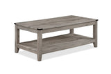 Rustic Gray Brown 3-Piece Cocktail Set Wooden Table Top Rectangular Coffee Table and Two Matching B011P244325