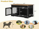 43.3" Farmhouse Dog Crate Furniture, Wooden Dog Kennel with 2 Storage Drawers and Rotating Food N704P414580D
