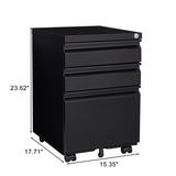 3-drawer mobile filing cabinet with lock, office storage filing cabinet of W1247P289796