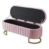 Elegant Upholstered Velvet Storage Ottoman with Button-Tufted,Storage Bench with Metal Legs for N733P208522H