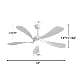 ZNTS 52 Inch Modern Ceiling Fan With 5 ABS Blades Remote Control Reversible DC Motor White For Bedroom W934P187539