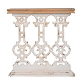 32" x 12" x 32" Classic Vintage White Wash Console Table with Brown Wood Top W2078141935
