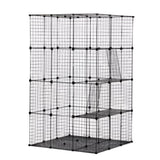 ZNTS 3-Tier Wire Cat Cage, Large Kennels Playpen with 3 Platforms, 3 Ramp Ladders and 4 Doors, Black W2181P155328