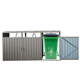 Garbage Bin Shed Stores 3 Trash Cans Metal Outdoor Bin Shed for Garbage Storage,Stainless Galvanized W540133641
