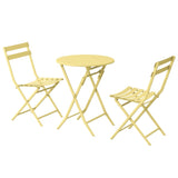 3 Piece Patio Bistro Set of Foldable Round Table and Chairs, Yellow W1586P143143