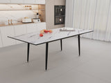 47"-63" extendable MDF modern dining and chair set, suitable for 2-6 people, white dining 42903618