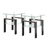 Set of 2, Modern Tempered Glass Tea Table Coffee Table End Table, Square Table for Living Room, W241104200