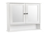 Double Door Mirror Indoor Bathroom Wall Mounted Cabinet Shelf White 74700543