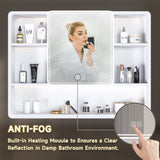 Aluminium Medicine Cabinet Mirror, 35 x 28 Inches Medicine Cabinet with 3 Colors LED Light and 11053490