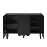 ON-TREND Cream Style Minimalist Shoe Cabinet with 5 Solid Wood Legs, Sideboard Buffet Cabinet with N721P180695B