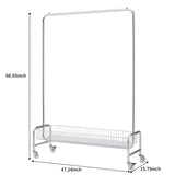Garment Rack with Basket on Wheels Rolling Clothes Rack for Hanging Clothes Heavy Duty Garment W1903P203897