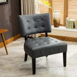 Blended Leather Tufted Accent Chair with Oversized Seating, Gray T2574P164247