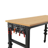 60" 24'' Adjustable Workbench, Rolling Heavy-Duty Worktable with Power Outlet and Wheels, Large W1239P179961