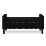 Upholstered Tufted Button Storage Bench with nails trim,Entryway Living Room Soft Padded Seat with W2186139086