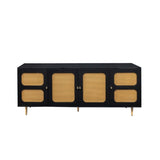 Rattan Sideboard Buffet Cabinet, Kitchen Storage Cabinet Console Table with Adjustable Shelves for W33164293