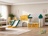11-in-1 Toddler Slide Swing Set with Playhouse, Indoor Playground for Kids Ages 14, Yellow 25189477