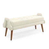 Modern living room bench, made of looped yarn fabric, with soft cushion, irregular geometric W487P183022