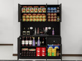 71" Kitchen Pantry Storage Cabinet with Microwave Oven Countertop, Freestanding Hutch Cabinet with W282P170918