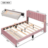 ZNTS Queen Size Storage Bed Velvet Upholstered Platform Bed with a Big Drawer - Pink WF296854AAH