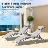 Outdoor Chaise Lounge Set of 2 Patio Recliner Chairs with Adjustable Backrest and Removable Pillow W1859109689