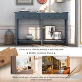 Console Table Sofa Table Easy Assembly with Two Storage Drawers and Bottom Shelf for Living Room, 02754003