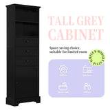 ZNTS Black Tall Storage Cabinet with 3 Drawers and Adjustable Shelves for Bathroom, Study, Office and WF323347AAB