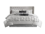 7-Piece Cal King 100% Polyester Pieced Pleated Tufted Comforter Set B035P463171