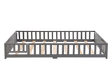 full Size Floor Bed with Door,Solid Wood Platform Bed Frame with Fence,Suitable for children,Pine W495123242