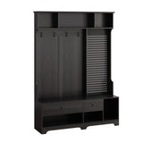 Multi-purpose Hallway Hall Tree with Removable Linen Cushioned Entryway Bench, Coat Rack, Storage W757P196822