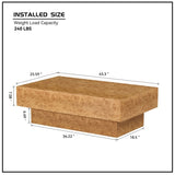 43.31 Inch Faux Burl Wood Pattern Decal Coffee Table,Rectangle Mid-Century Modern Table for Living W2582P343958