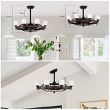 Dia 33 inch Chandelier Ceiling Fan With Remote Control,DC Motor ,6 Speed,3 ABS Blades for Bedroom W1592P207466