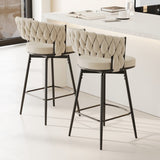 360&degSwivel Bar Chairs set of 2, equipped with soft cushioned backrest counter stool, metal leg W1727P234203