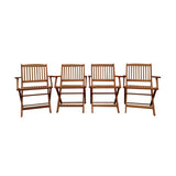 Foldable Patio Dining Set, 4 Folding Chairs, Indoor and outdoor universal, Teak W495P190465