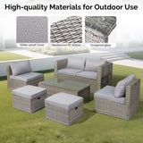 2pcs armless sofa 2pcs footstool 1pcs double sofa 1pcs coffee table with storage, gray 62176797