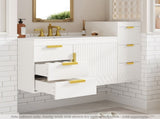 Wall Mounted Floating Cabinet W/Decor Line, 12inch Side Cabinet with Drawers N710P324099K