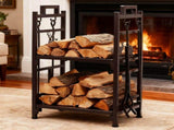 Double Layer Firewood Holder With Animal Pattern And Tools, Brown 28714394