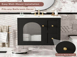 24" Bathroom Vanity Set Wall Mounted for Small Space, Bathroom Cabinet with Ceramic Sink, 2 Drawers N710P286704B