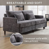COOLMORE Mid Century Modern chenille Fabric Loveseat sofa, 2-Seat Upholstered Loveseat Sofa Modern W395P151898